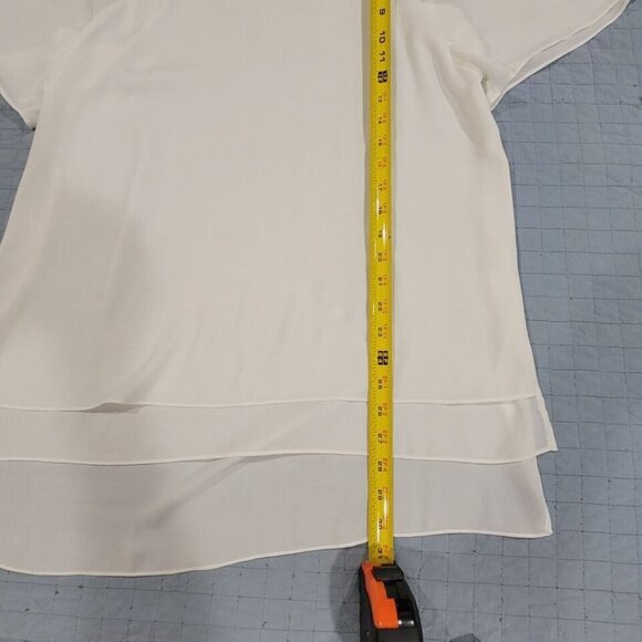 Soft Surroundings Semi Sheer Hi-Lo Dressy Career Blouse Off White Shirt Top M - Picture 5 of 9